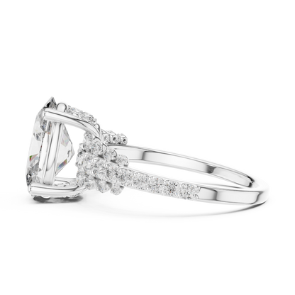 Oval Lab Grown Diamond Bubble Cluster Engagement Ring
