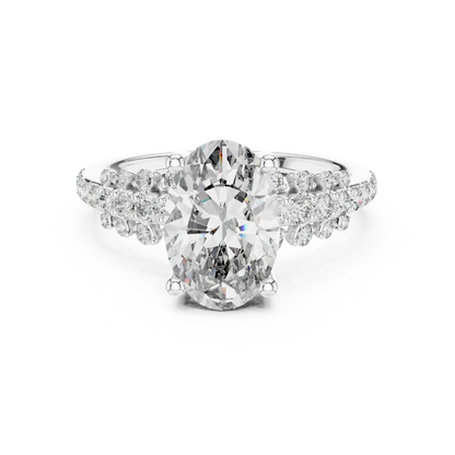 Oval Lab Grown Diamond Bubble Cluster Engagement Ring