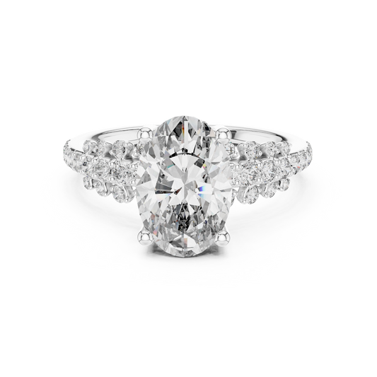 Oval Lab Grown Diamond Bubble Cluster Engagement Ring