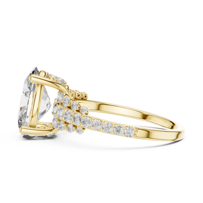 Oval Lab Grown Diamond Bubble Cluster Engagement Ring