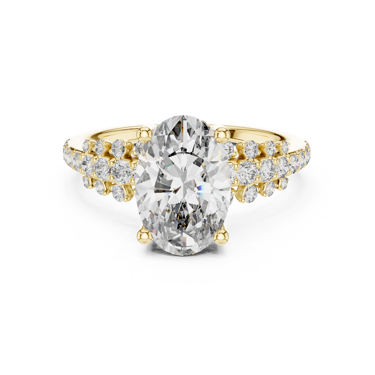 Oval Lab Grown Diamond Bubble Cluster Engagement Ring