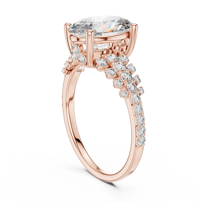 Oval Lab Grown Diamond Bubble Cluster Engagement Ring