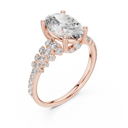 Oval Lab Grown Diamond Bubble Cluster Engagement Ring