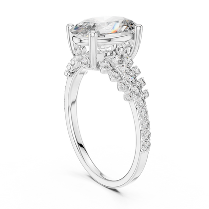 Oval Lab Grown Diamond Bubble Cluster Engagement Ring
