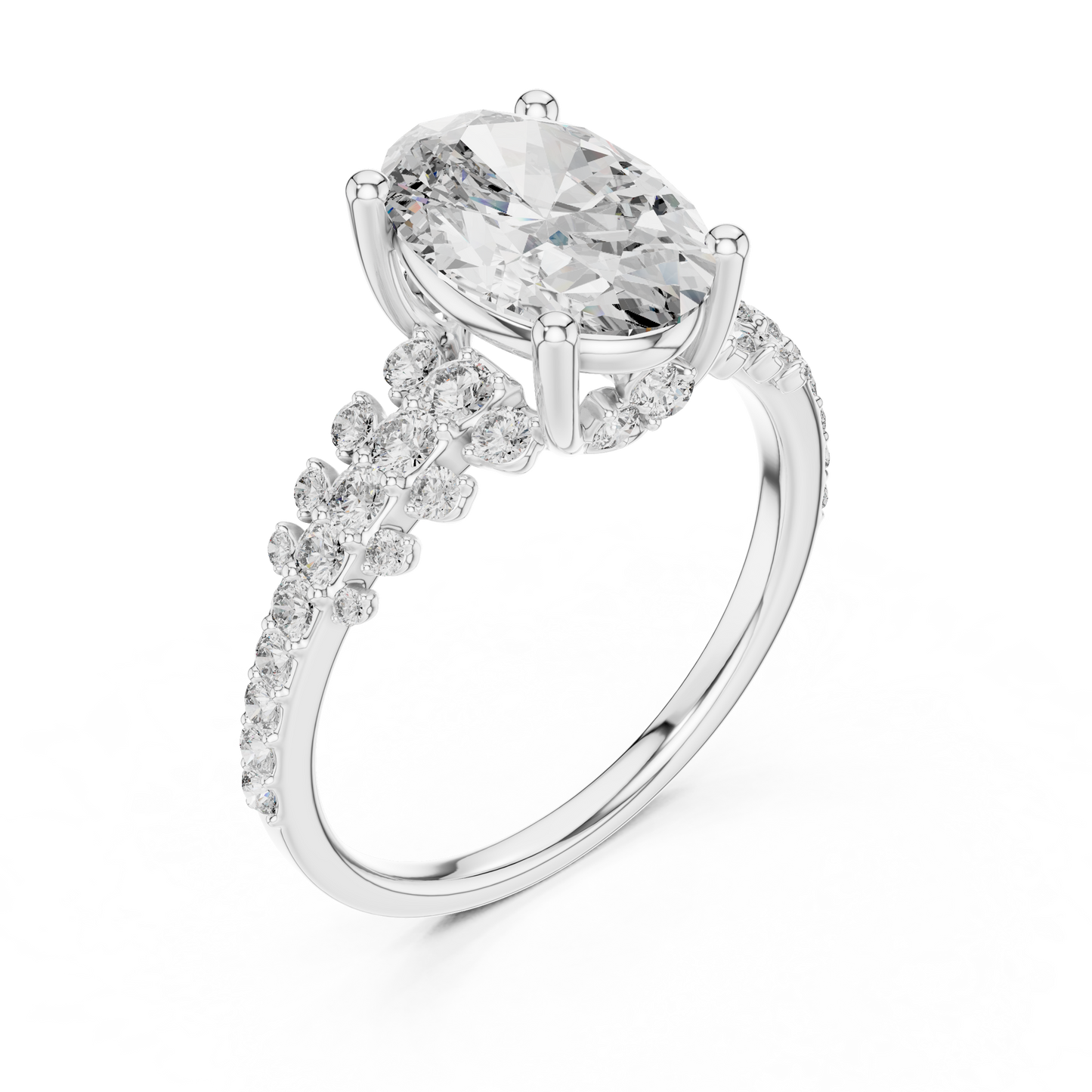 Oval Lab Grown Diamond Bubble Cluster Engagement Ring