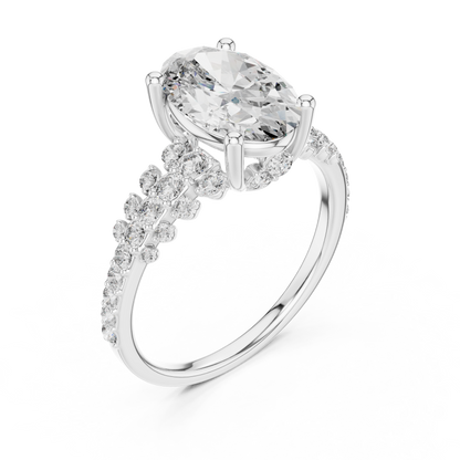 Oval Lab Grown Diamond Bubble Cluster Engagement Ring