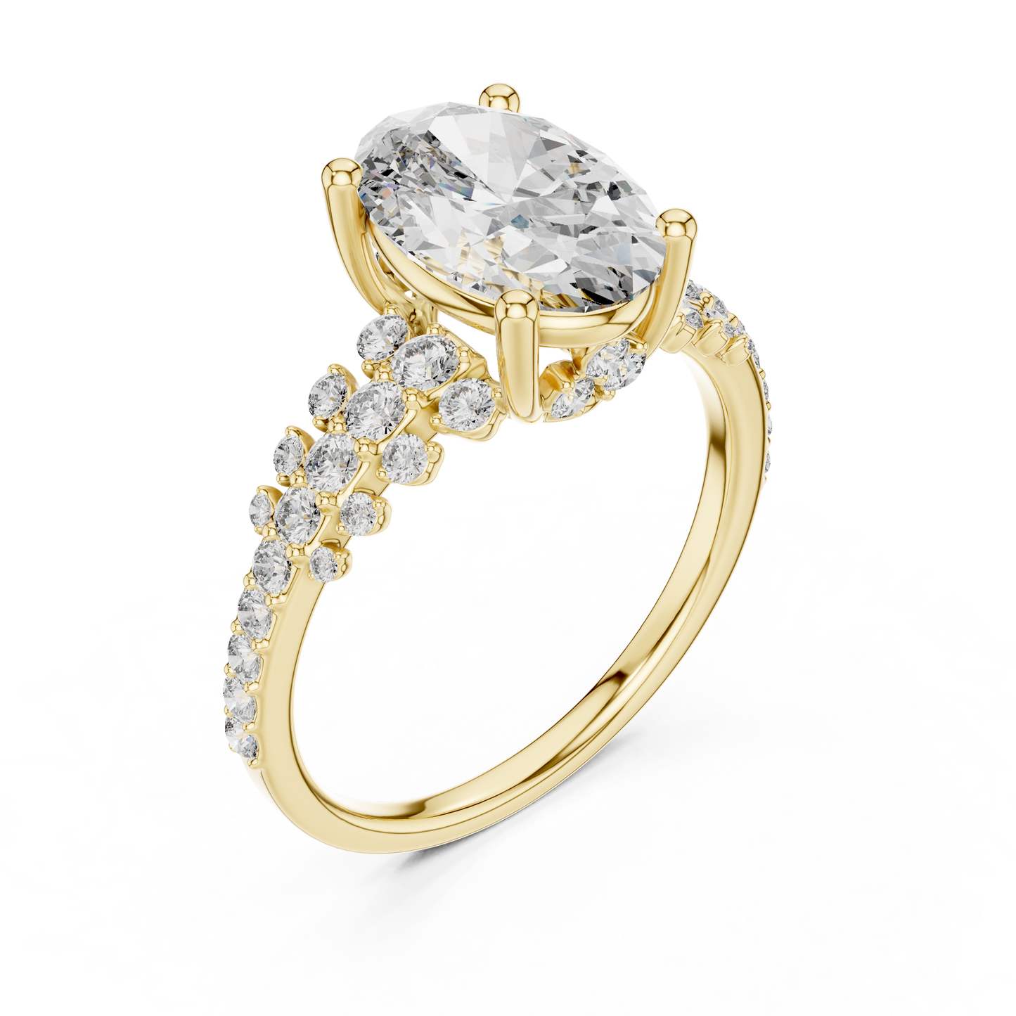 Oval Lab Grown Diamond Bubble Cluster Engagement Ring