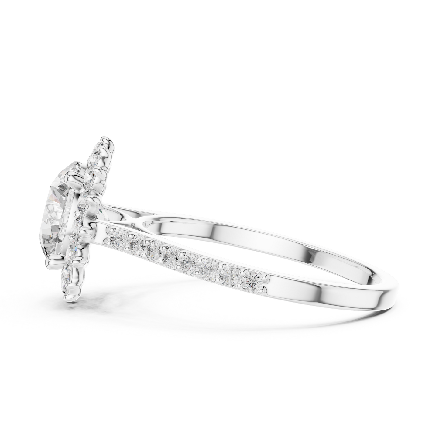 Round Brilliant Lab Grown Diamond Floral Halo Engagement Ring