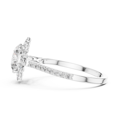 Round Brilliant Lab Grown Diamond Floral Halo Engagement Ring