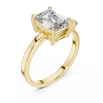 Emerald Lab Grown Diamond Yellow Gold Engagement Ring