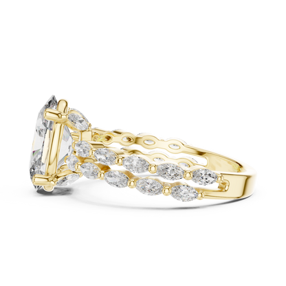 Oval Lab Grown Diamond Double Marquise Vine Set Engagement Ring