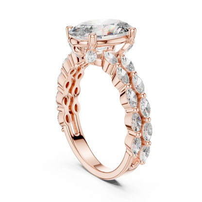 Oval Lab Grown Diamond Double Marquise Vine Set Engagement Ring