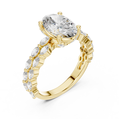 Oval Lab Grown Diamond Double Marquise Vine Set Engagement Ring