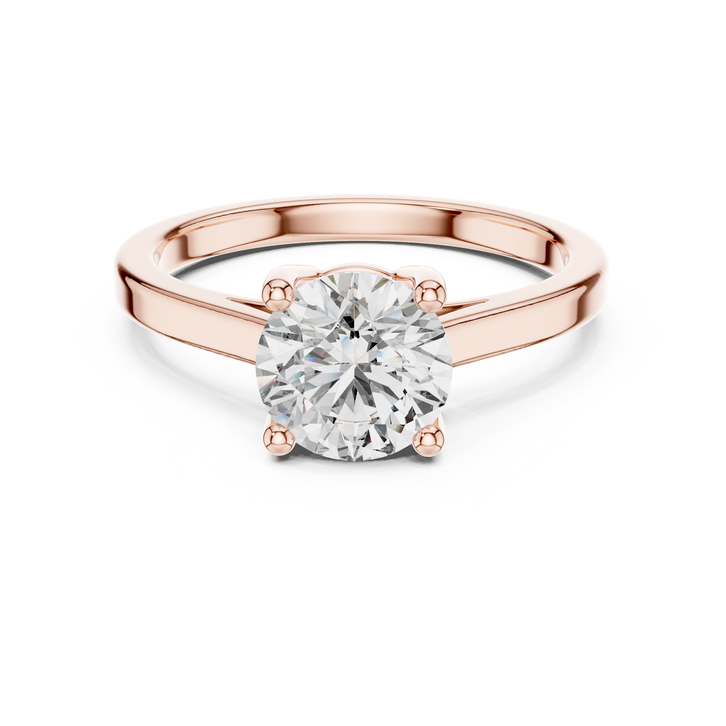 14k Rose Gold Round Cut Lab Grown Diamond Solitaire Ring