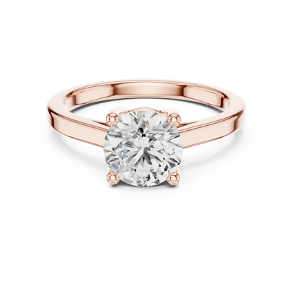 14k Rose Gold Round Cut Lab Grown Diamond Solitaire Ring