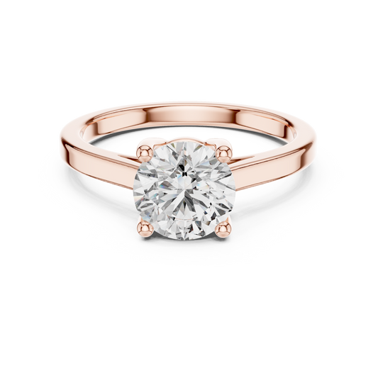 14k Rose Gold Round Cut Lab Grown Diamond Solitaire Ring