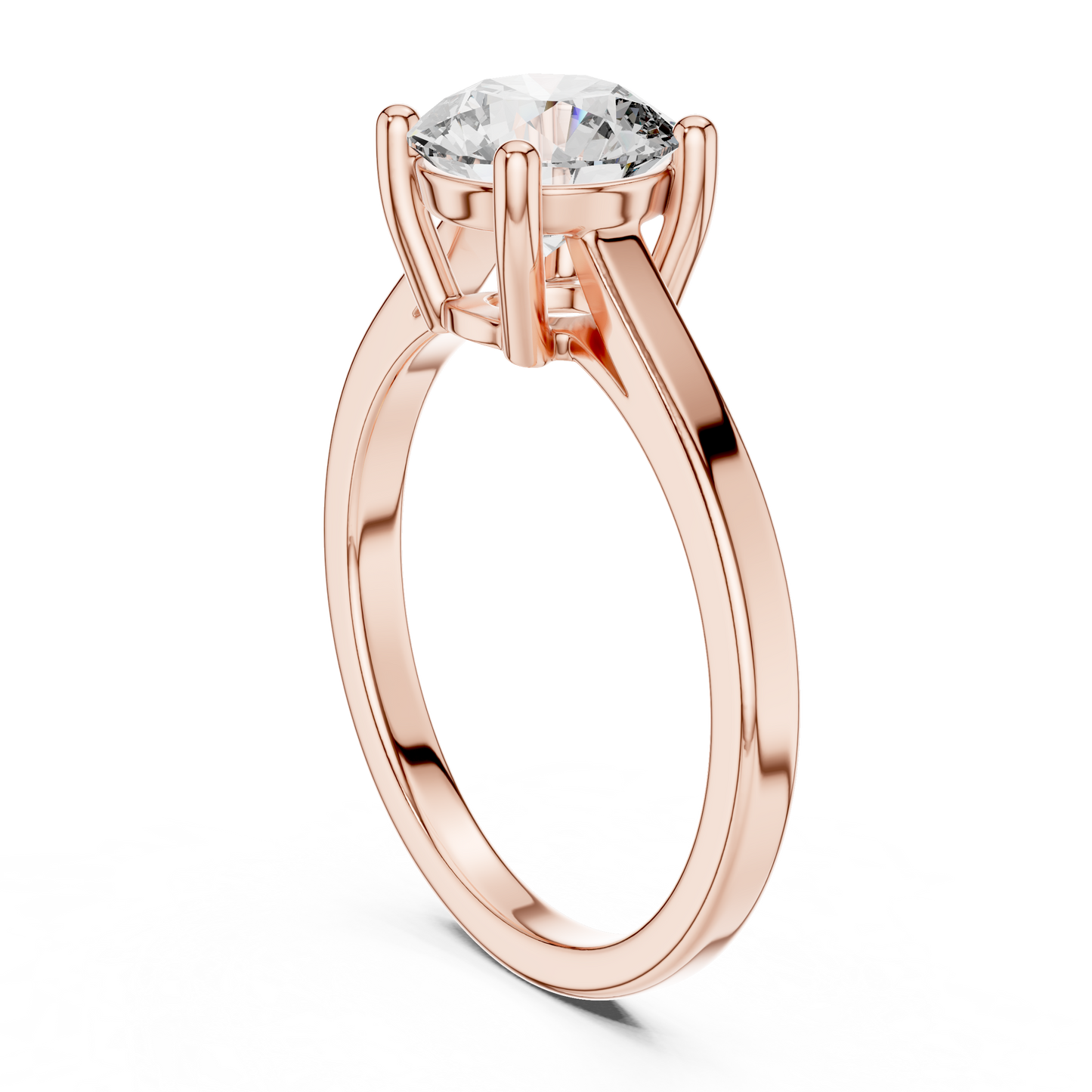14k Rose Gold Round Cut Lab Grown Diamond Solitaire Ring