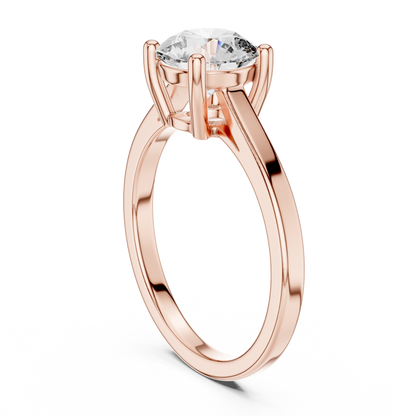 14k Rose Gold Round Cut Lab Grown Diamond Solitaire Ring