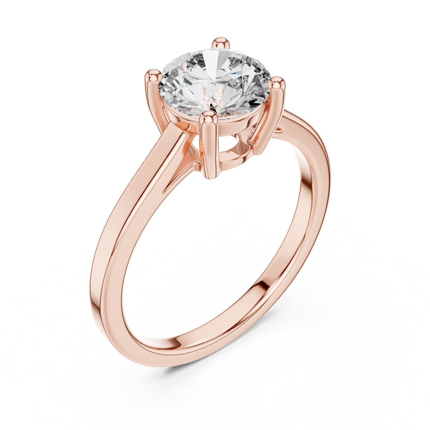 14k Rose Gold Round Cut Lab Grown Diamond Solitaire Ring