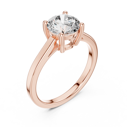 14k Rose Gold Round Cut Lab Grown Diamond Solitaire Ring
