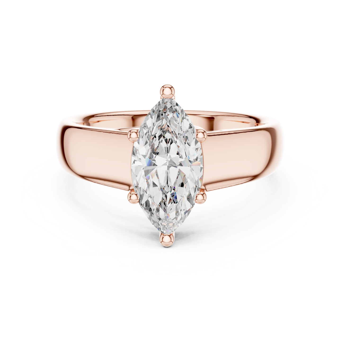 Marquise Lab Grown Diamond Wide Band Solitaire Engagement Ring