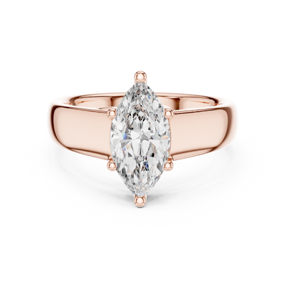 Marquise Lab Grown Diamond Wide Band Solitaire Engagement Ring