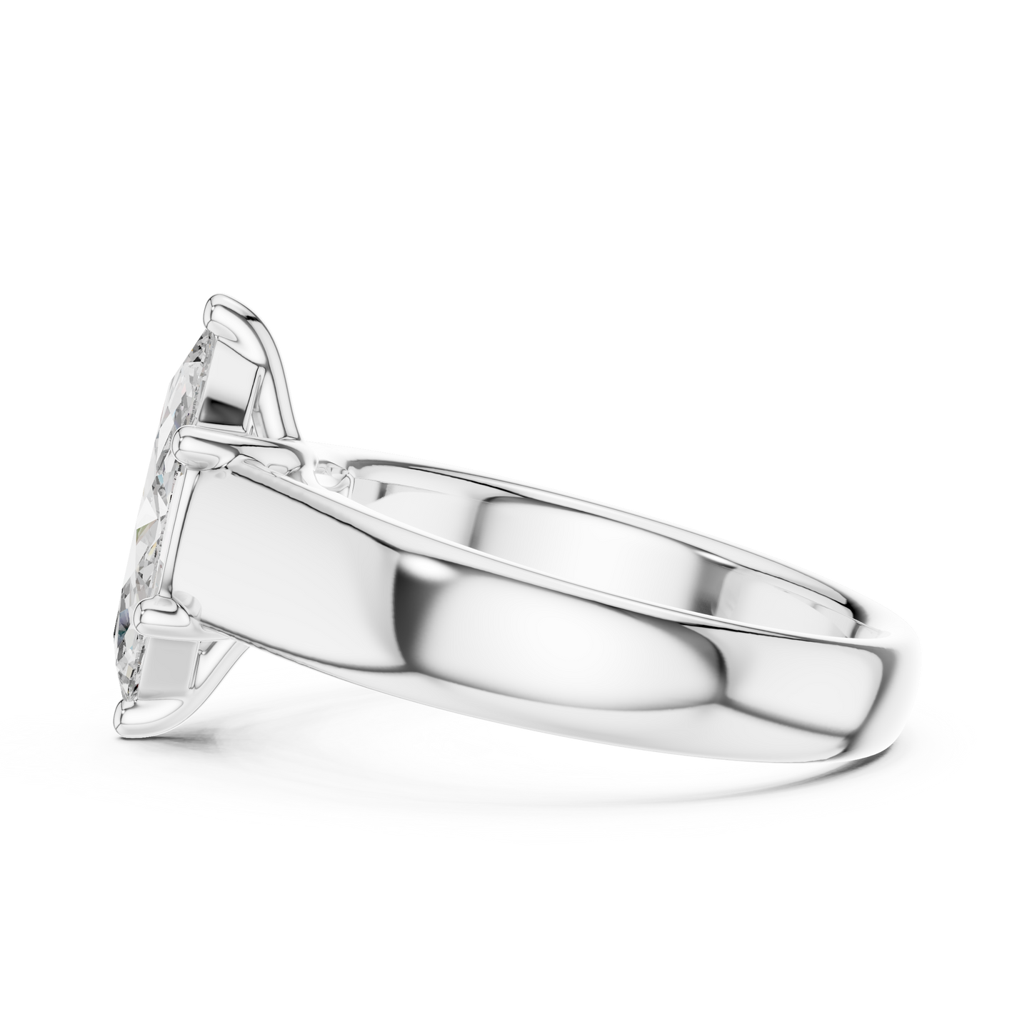 Marquise Lab Grown Diamond Wide Band Solitaire Engagement Ring
