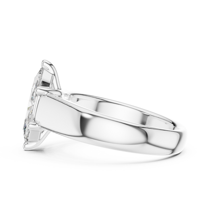Marquise Lab Grown Diamond Wide Band Solitaire Engagement Ring