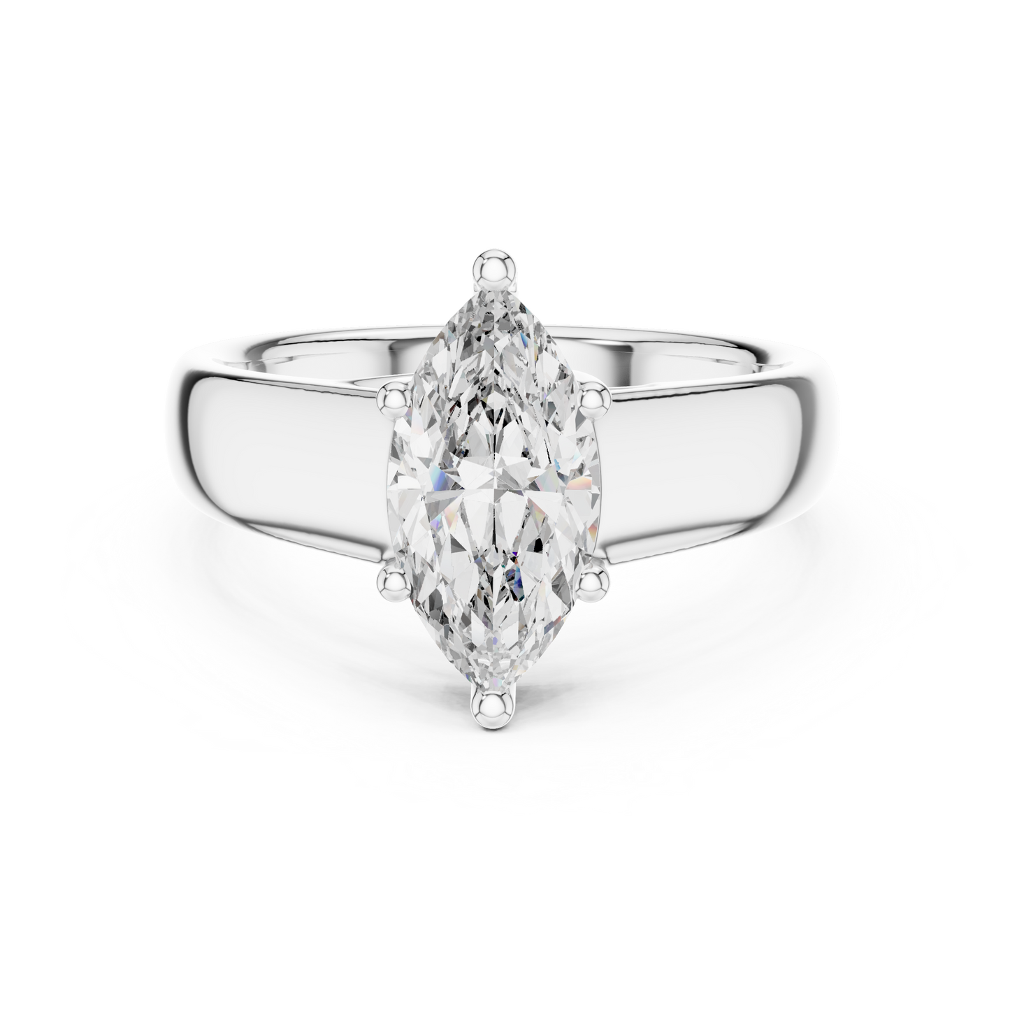 Marquise Lab Grown Diamond Wide Band Solitaire Engagement Ring