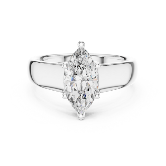 Marquise Lab Grown Diamond Wide Band Solitaire Engagement Ring