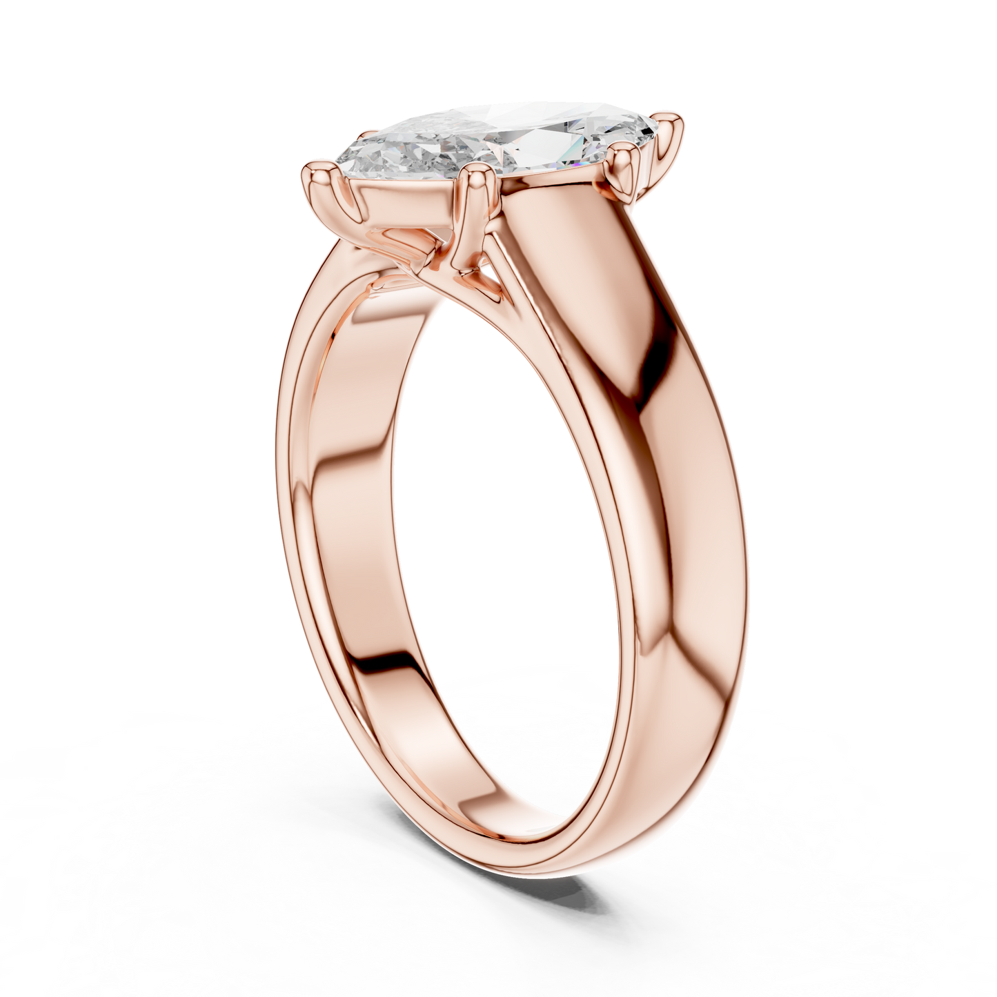 Marquise Lab Grown Diamond Wide Band Solitaire Engagement Ring