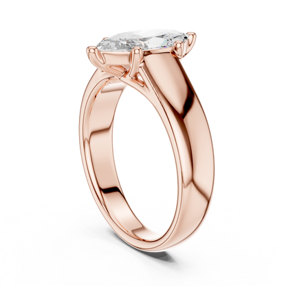 Marquise Lab Grown Diamond Wide Band Solitaire Engagement Ring