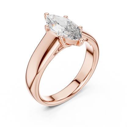 Marquise Lab Grown Diamond Wide Band Solitaire Engagement Ring