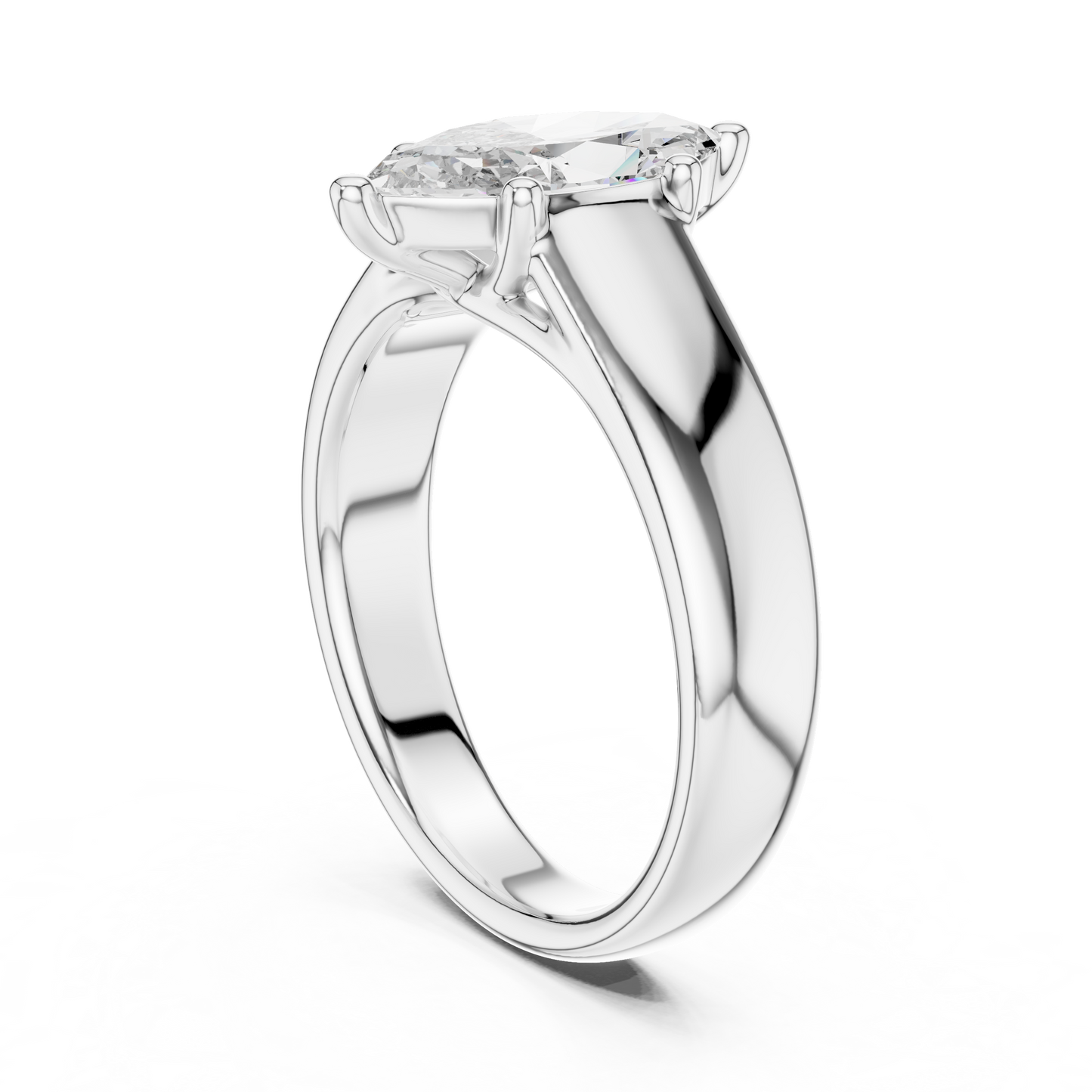 Marquise Lab Grown Diamond Wide Band Solitaire Engagement Ring