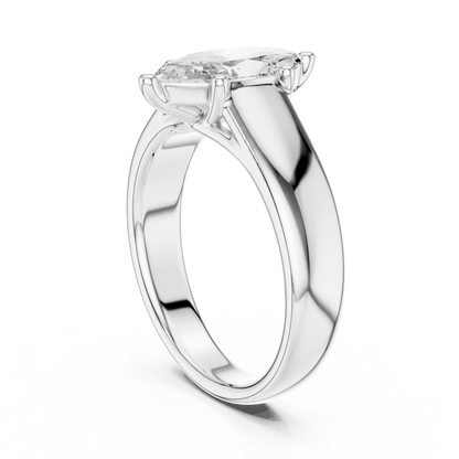 Marquise Lab Grown Diamond Wide Band Solitaire Engagement Ring