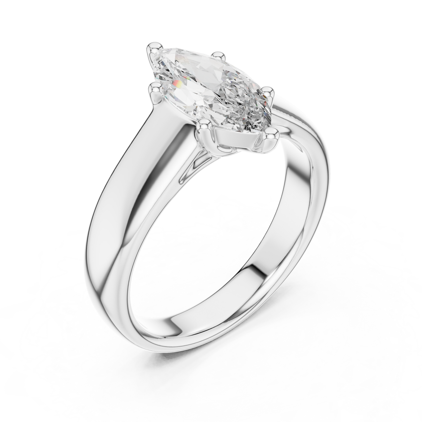 Marquise Lab Grown Diamond Wide Band Solitaire Engagement Ring