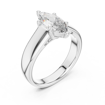Marquise Lab Grown Diamond Wide Band Solitaire Engagement Ring