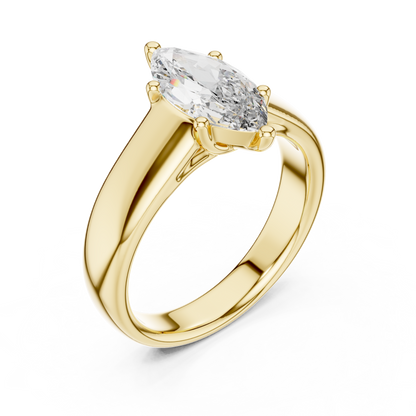 Marquise Lab Grown Diamond Wide Band Solitaire Engagement Ring