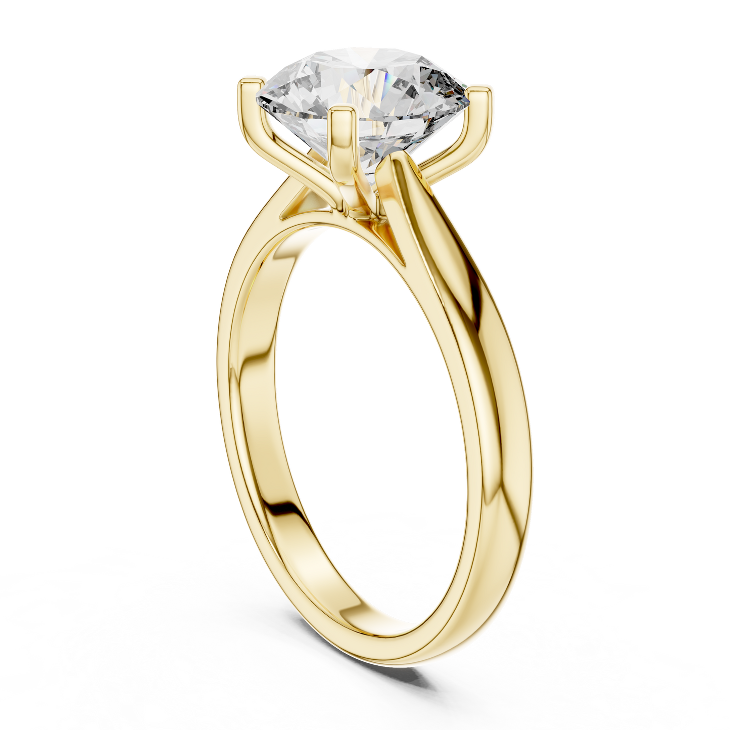 Round Brilliant Lab Grown Diamond Yellow Gold Engagement Ring