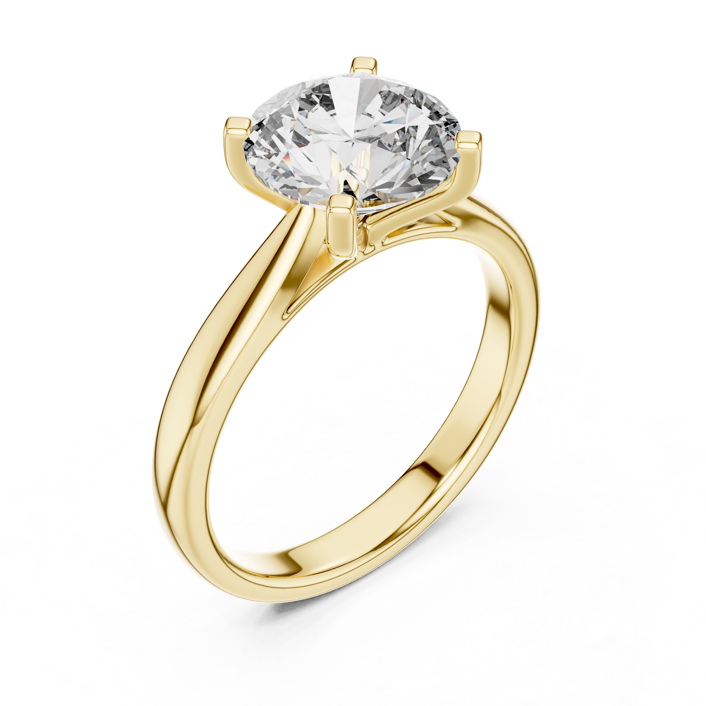 Round Brilliant Lab Grown Diamond Yellow Gold Engagement Ring