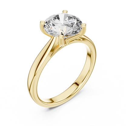Round Brilliant Lab Grown Diamond Yellow Gold Engagement Ring