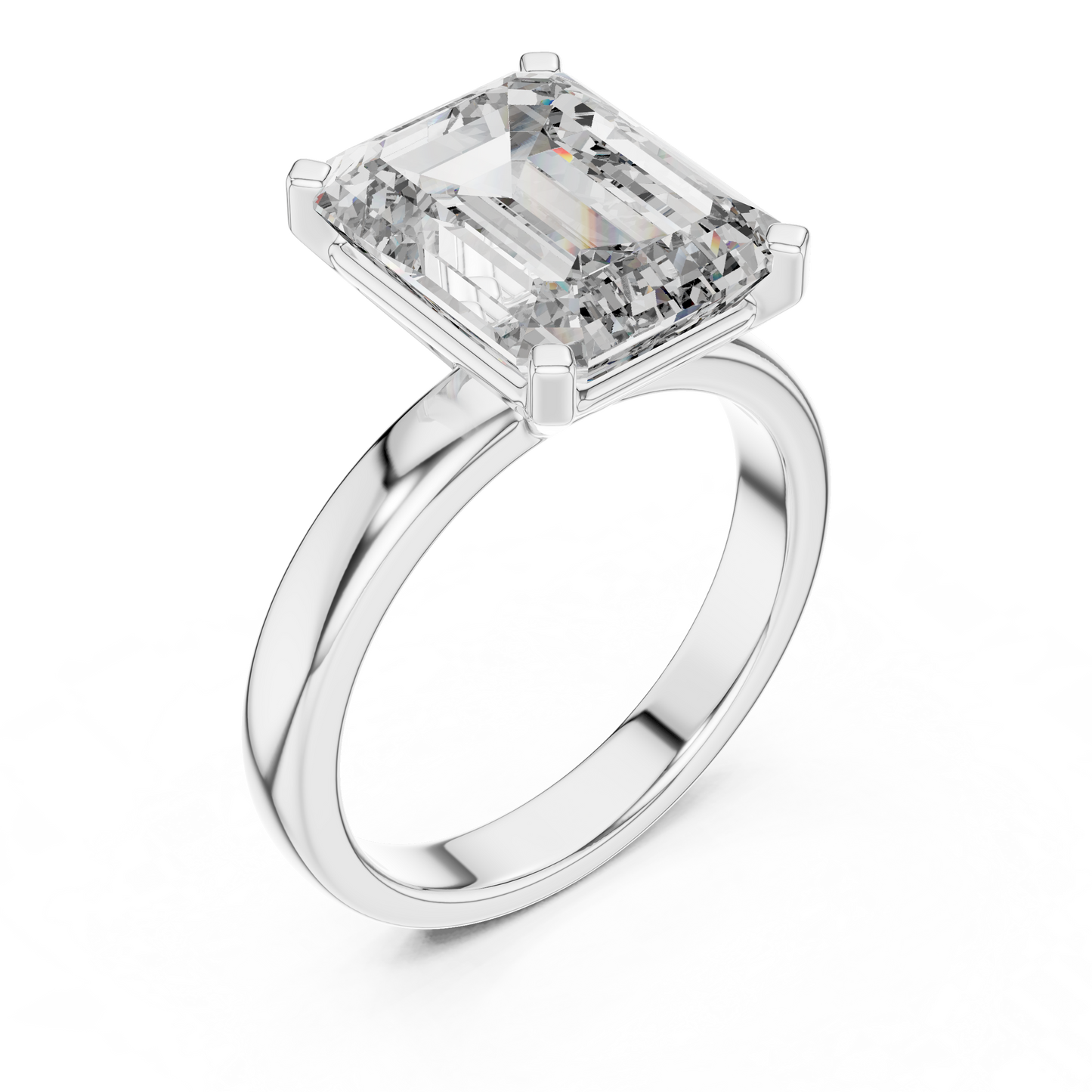 Emerald Cut Lab Grown Diamond Solitaire Engagement Ring