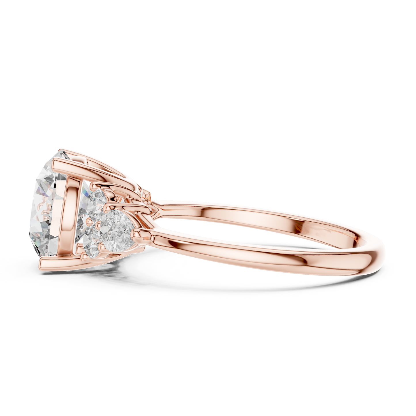 Round Lab Diamond Engagement Ring with Pear Accents