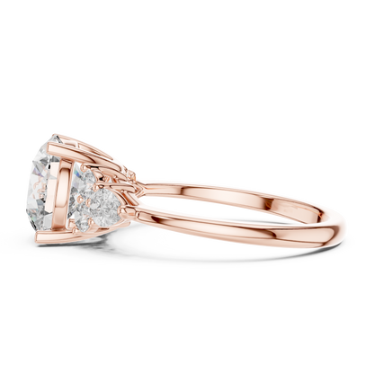 Round Lab Diamond Engagement Ring with Pear Accents