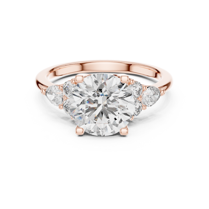 Round Lab Diamond Engagement Ring with Pear Accents