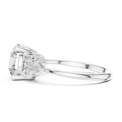 Round Lab Diamond Engagement Ring with Pear Accents