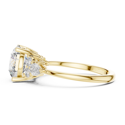 Round Lab Diamond Engagement Ring with Pear Accents