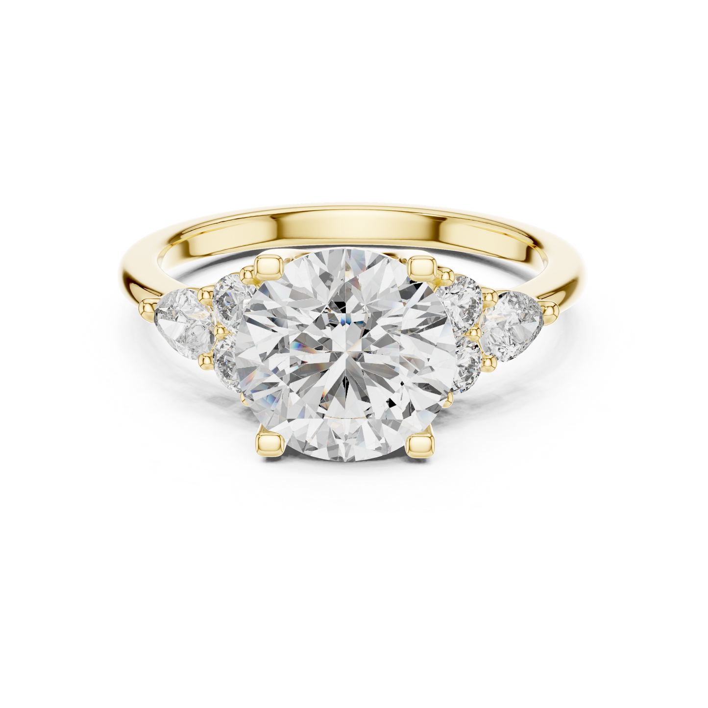 Round Lab Diamond Engagement Ring with Pear Accents