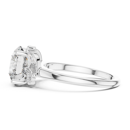 Round Lab Diamond Engagement Ring with Marquise Side Diamonds