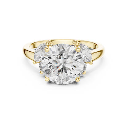 Round Lab Diamond Engagement Ring with Marquise Side Diamonds